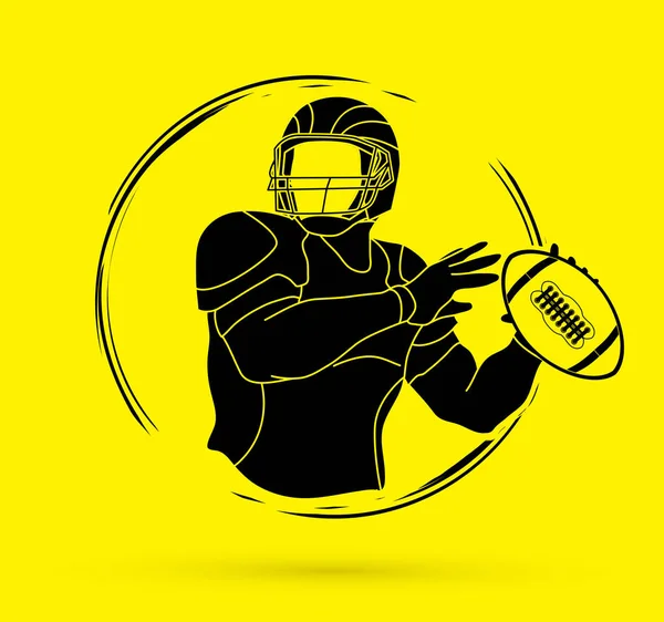 Joueur Football Américain Vecteur Graphique Action — Image vectorielle