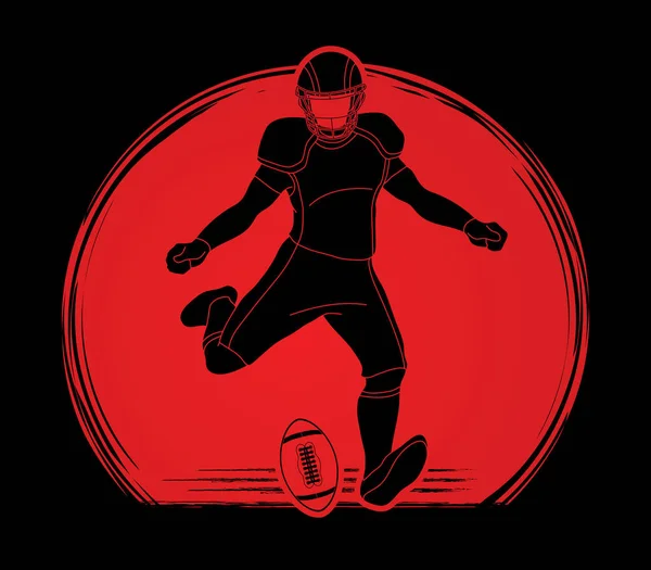 Αμερικανικό Ποδόσφαιρο Δράση Παίκτη Έχει Σχεδιαστεί Στο Φως Του Ήλιου — Διανυσματικό Αρχείο