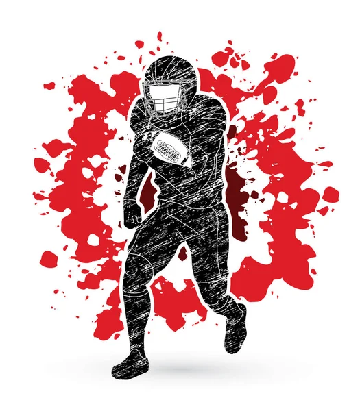 American Football Speler Sportman Actie Sport Concept Ontworpen Splatter Bloed — Stockvector