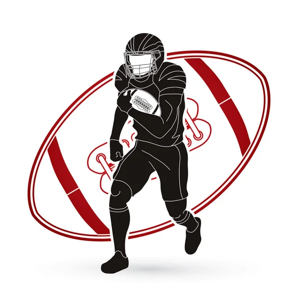 Joueur Football Américain Sportsman Action Concept Sportif Conçu Sur Vecteur — Image vectorielle