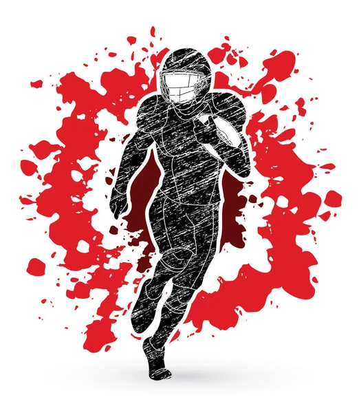 美国足球运动员 运动员动作 运动概念的飞溅血液背景图形矢量设计 — 图库矢量图片