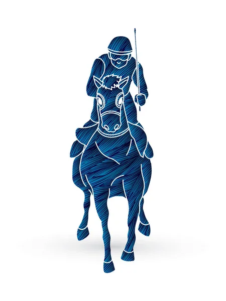 Скачки Лошадях Выполненные Использованием Графического Вектора Гравировки — стоковый вектор