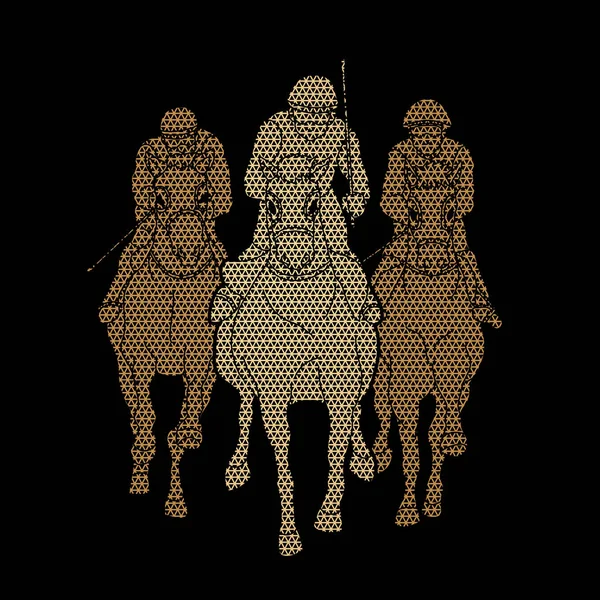 グラフィック ベクトルの幾何学的なパターンを使用して設計された騎手の馬に乗って レーシング ホース — ストックベクタ