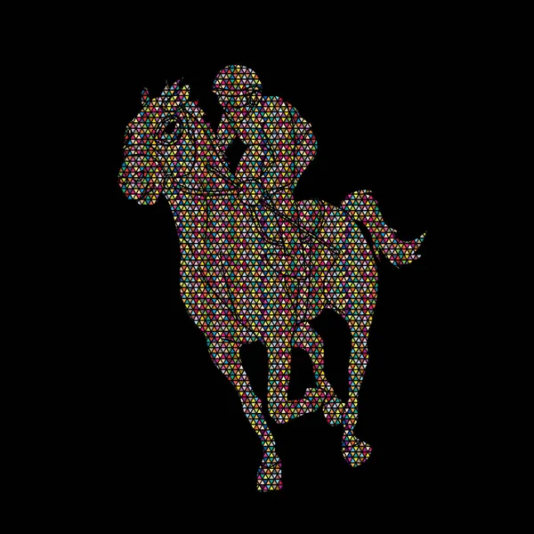 Jockey Équitation Cheval Course Tuyau Conçu Aide Motif Géométrique Vecteur — Image vectorielle