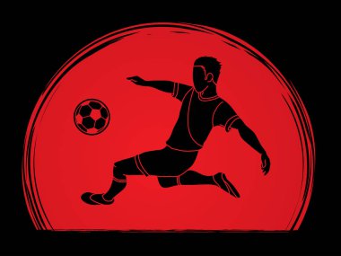 Futbol oyuncu takla kick, Tepegöz tekme güneş ışığı arka plan grafik vektör tasarlanmış eylem