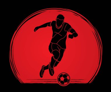 Güneş ışığı arka plan grafik vektör tasarlanmış bir top eylem çekim futbolcu