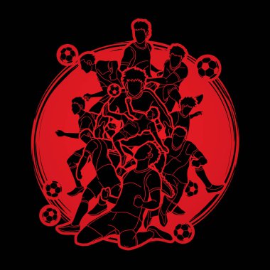 Güneş ışığı arka plan grafik vektör tasarlanmış futbol oyuncu takım kompozisyon.