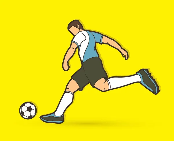 Футболист Бросает Мяч Графический Вектор Действия — стоковый вектор
