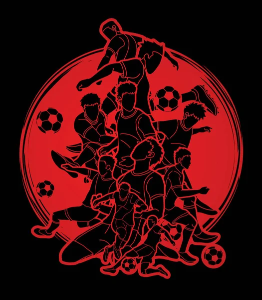 Güneş ışığı arka plan grafik vektör tasarlanmış futbol oyuncu takım kompozisyon.