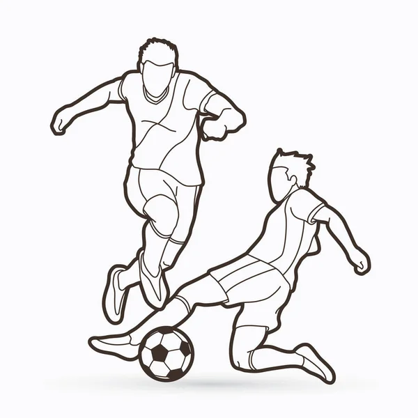 Soccer Joueur Action Contour Vecteur Graphique — Image vectorielle