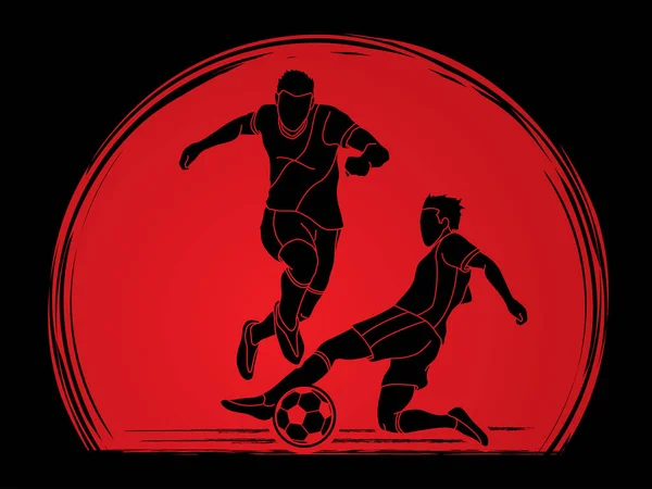 Acción Jugador Fútbol Diseñado Vector Gráfico Fondo Luz Solar — Archivo Imágenes Vectoriales