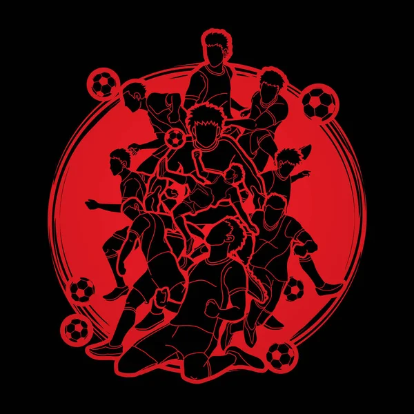 Güneş ışığı arka plan grafik vektör tasarlanmış futbol oyuncu takım kompozisyon.