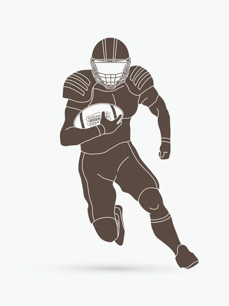 Αμερικανικός Παίκτης Ποδοσφαίρου Δράση Αθλητής Άθλημα Έννοια Γραφικών Διανύσματος — Διανυσματικό Αρχείο