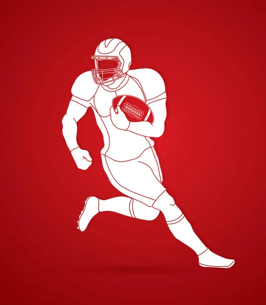 Joueur Football Américain Sportsman Action Vecteur Graphique Concept Sport — Image vectorielle