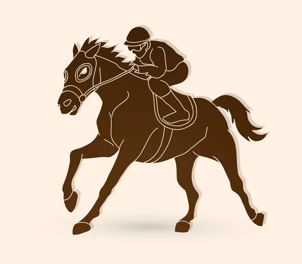 Horse Racing Jockey Riding Horse Graphic Vector — Stock Vector