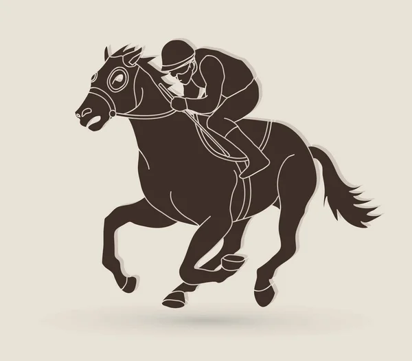 Course Chevaux Jockey Équitation Cheval Vecteur Graphique — Image vectorielle