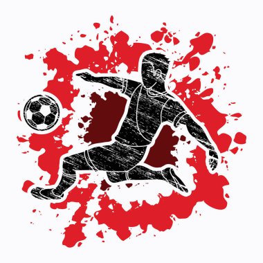 Sıçramak renk arka plan grafik vektör tasarlanmış bir top eylem tekme futbolcu