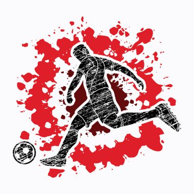 Sıçramak renk arka plan grafik vektör tasarlanmış bir top eylem çekim futbolcu