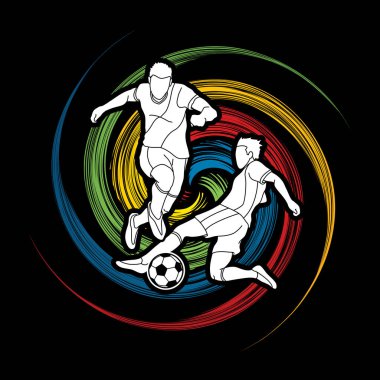 Futbol oyuncu eylem spin tekerlek grafik vektör tasarlanmış