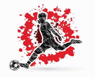 Sıçramak renk arka plan grafik vektör tasarlanmış bir top eylem çekim futbolcu