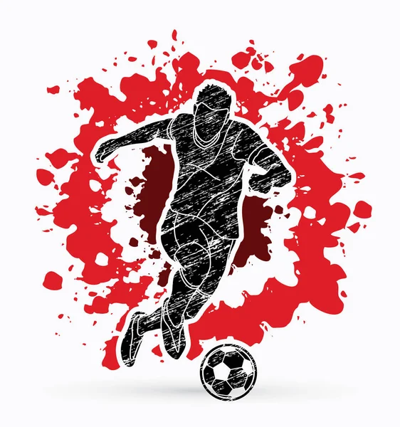 Joueur Football Tirant Une Action Balle Conçue Sur Vecteur Graphique — Image vectorielle