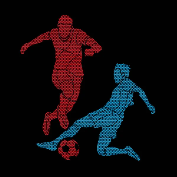 Action Joueur Football Conçue Aide Vecteur Graphique Géométrique — Image vectorielle