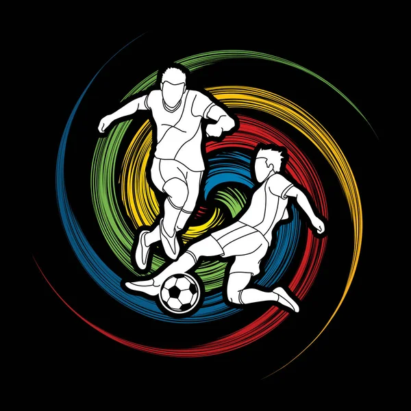 Action Joueur Football Conçue Sur Vecteur Graphique Roue Rotation — Image vectorielle