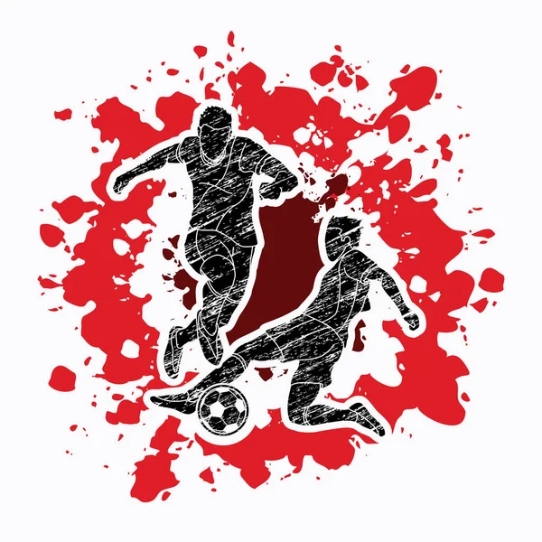 Soccer Player Action Designed Splatter Color Background Graphic Vector — Stock Vector