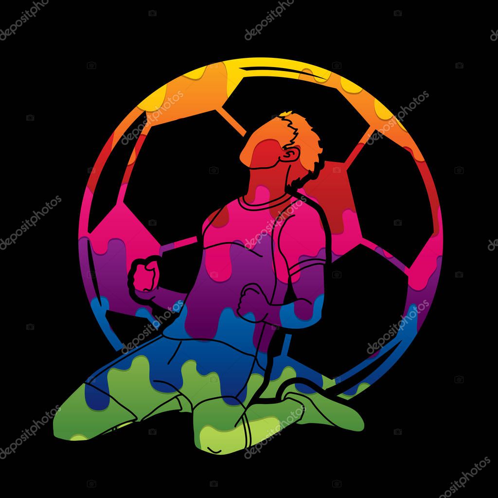 Soccer player the winner action designed using colorful graphic vector.