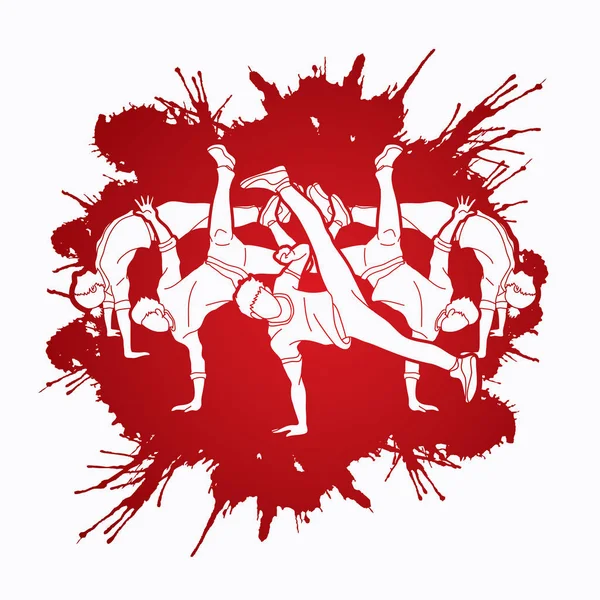 Dancer Dancing People Group People Dancing Action Designed Ink Blood — Stock Vector