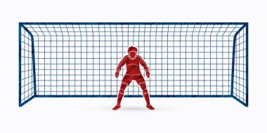 Kaleci Aksiyon, hazırlamak topu grafik vektör yakalar.