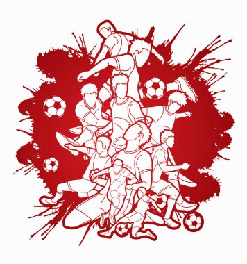 Futbol oyuncu takım kompozisyon illüstrasyon grafik vektör.