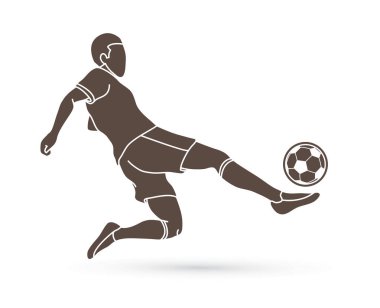 Futbolcu vurdu top, bisiklet tekme grafik vektör.