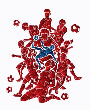 Futbol oyuncu takım kompozisyon illüstrasyon grafik vektör.