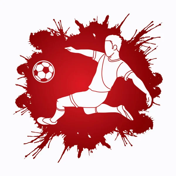 Joueur Football Frappé Ballon Vélo Kick Vecteur Graphique — Image vectorielle
