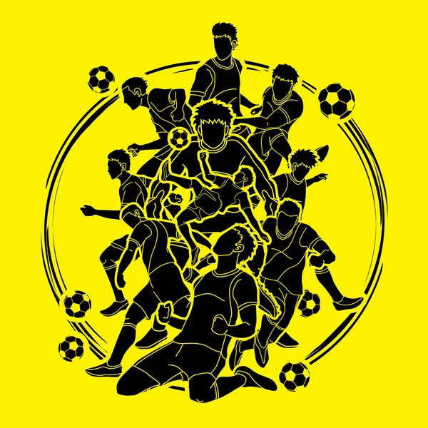 Illustration Composition Équipe Footballeur Vecteur Graphique — Image vectorielle