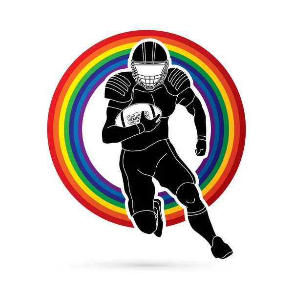 American Football Speler Actie Sport Concept Grafische Vector — Stockvector