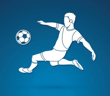 Futbolcu vurdu top, bisiklet tekme grafik vektör.