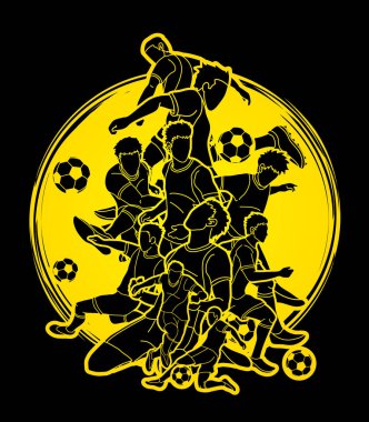 Futbol oyuncu takım kompozisyon illüstrasyon grafik vektör.
