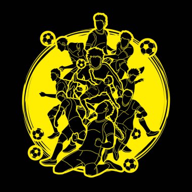 Futbol oyuncu takım kompozisyon illüstrasyon grafik vektör.
