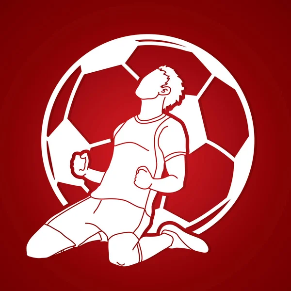Joueur Football Gagnant Vecteur Graphique Action — Image vectorielle