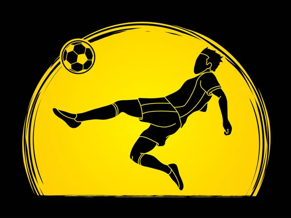 Fußballer Trifft Den Ball Fahrrad Tritt Grafik Vektor — Stockvektor