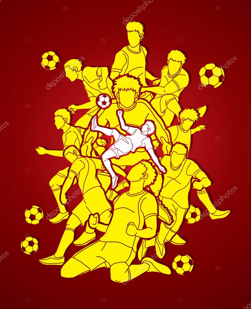 Soccer player team composition illustration graphic vector.