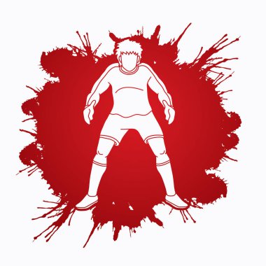 Kaleci Aksiyon, hazırlamak topu grafik vektör yakalar.