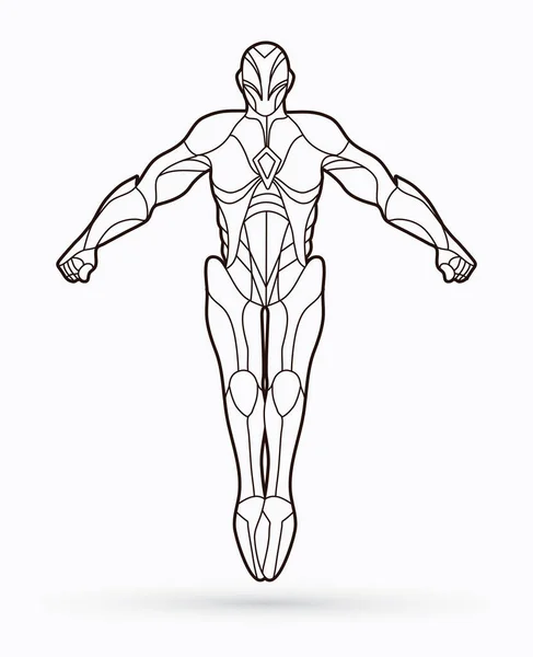 Acción Robot Superhéroes Vector Gráfico Superhéroes Dibujos Animados — Archivo Imágenes Vectoriales