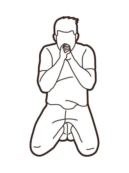 漫画グラフィック ベクトルを祈るクリスチャンの祈り — ストックベクタ
