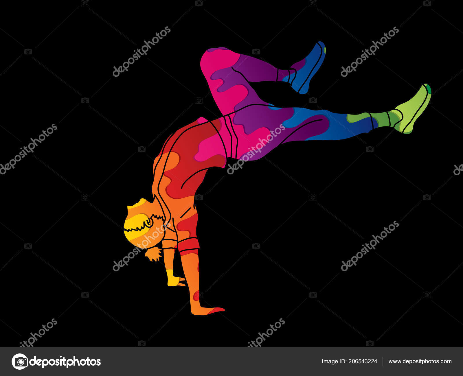 Уличные Танцы Танцы Мальчиков Танцы Хип Хоп Векторное Изображение.