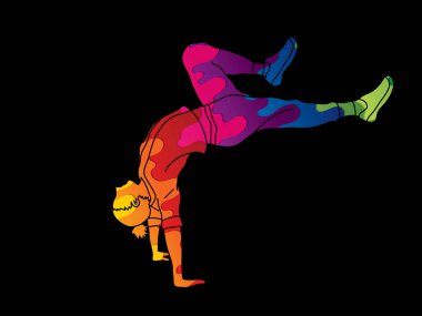 Sokak dansı, B çocuklar dans, Hip Hop dans eylem grafik vektör