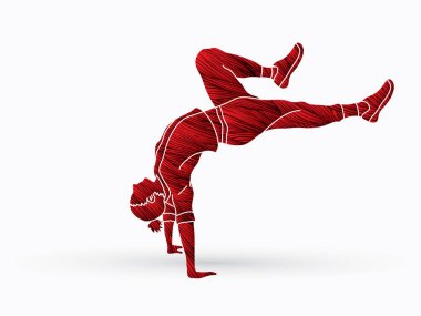 Sokak dansı, B çocuklar dans, Hip Hop dans eylem grafik vektör