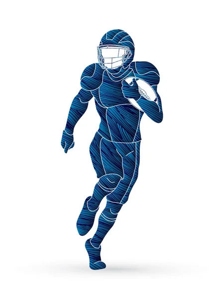 American Football Player Action Sportsman Player Sport Concept Graphic Vector — Stock Vector